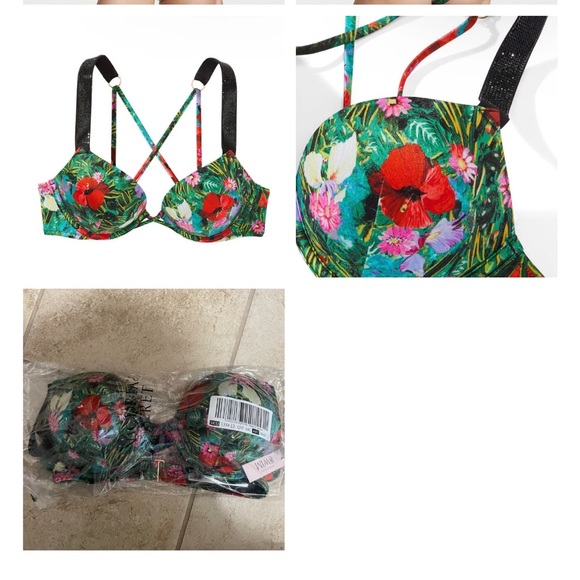 NWT VICTORIA'S SECRET SWIMShine Strap Bombshell + 2 Cup Sizes Push-Up Bikini set - Picture 3 of 5